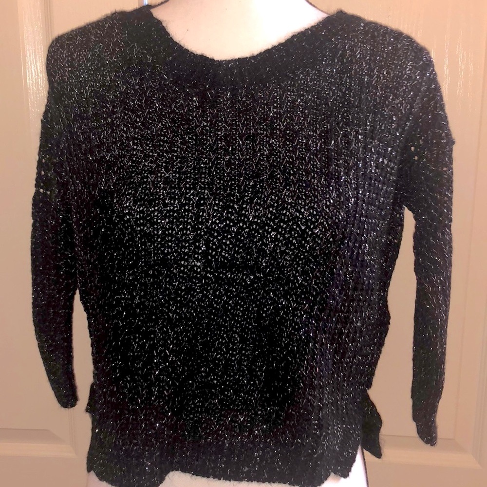 Shiny Black Sweater - Size Small